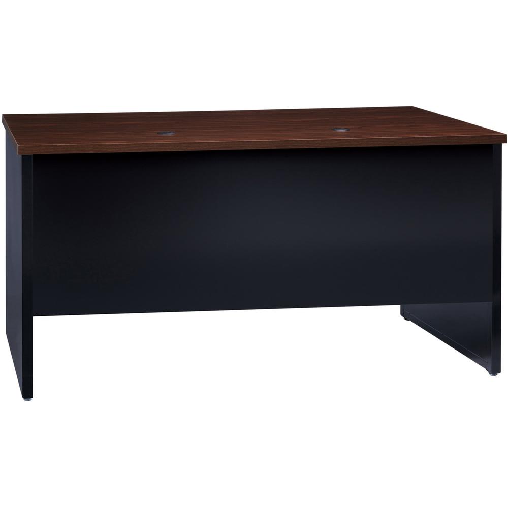 Lorell Fortress Modular Series Double-Pedestal Desk - 60" x 30" , 1.1" Top - 4 x Box, File Drawer(s) - Double Pedestal - Material: Steel - Finish: Walnut Laminate, Black - Scratch Resistant, Stain Res. Picture 7