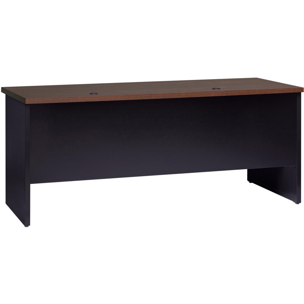 Lorell Walnut Laminate Commercial Steel Double-pedestal Credenza - 2-Drawer - 72" x 24" , 1.1" Top - 2 x Box, File Drawer(s) - Double Pedestal - Material: Steel - Finish: Walnut Laminate, Black. Picture 5