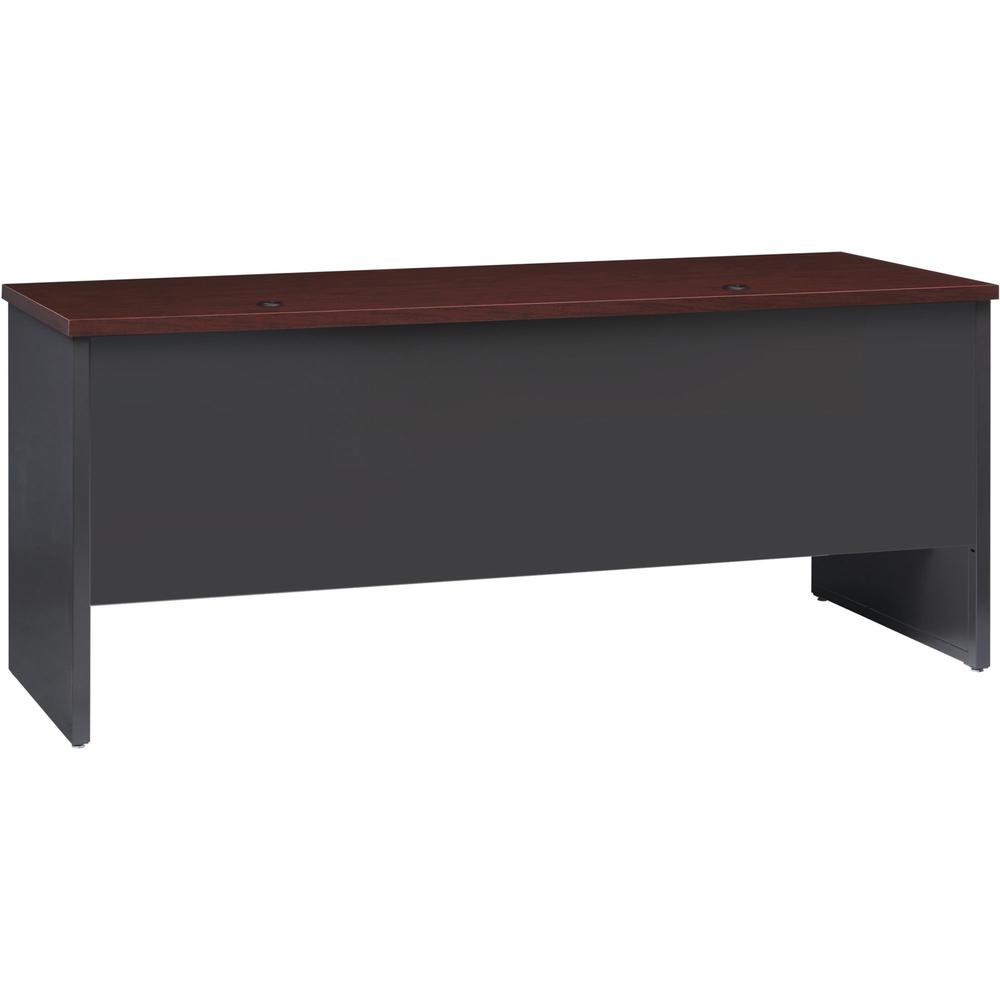 Lorell Fortress Modular Series Double-pedestal Credenza - 72" x 24" , 1.1" Top - 2 x Box, File Drawer(s) - Double Pedestal - Material: Steel - Finish: Mahogany Laminate, Charcoal - Scratch Resistant, . Picture 4