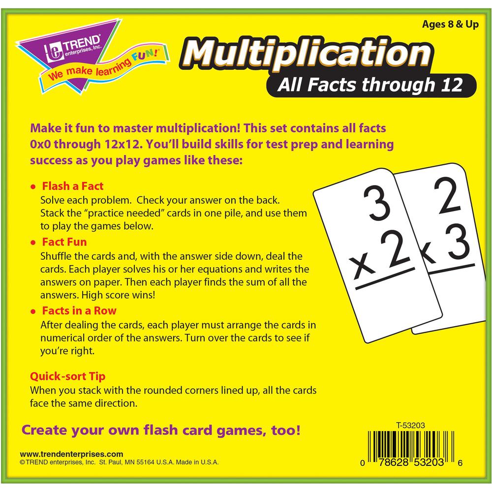 Trend Multiplication all facts through 12 Flash Cards - Theme/Subject: Learning - Skill Learning: Multiplication - 169 Pieces - 8+ - 169 / Box. Picture 4