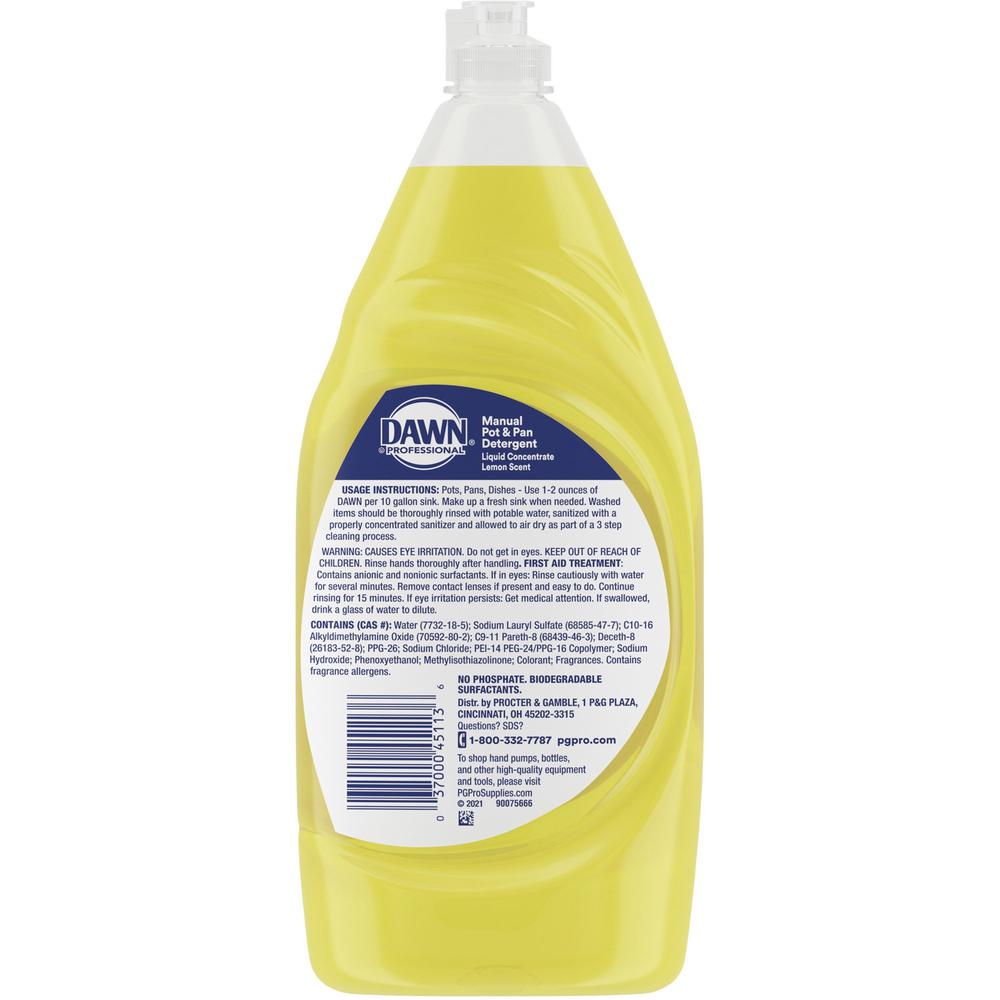 Dawn Manual Pot/Pan Detergent - Concentrate Liquid - 38 fl oz (1.2 quart) - Bottle - 8 / Carton - Yellow. Picture 3