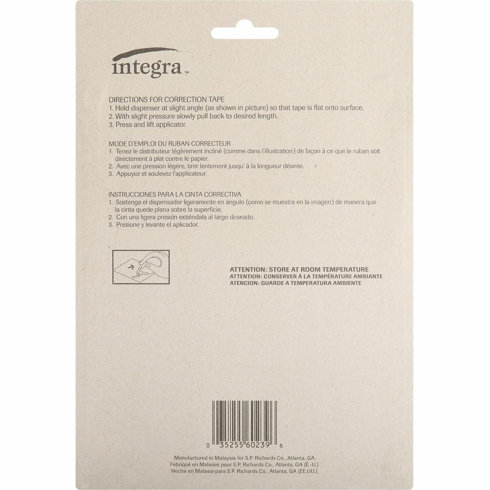 Integra Dispensing Correction Tape - Holds Total 1 Tape(s) - White - 6 / Pack. Picture 5