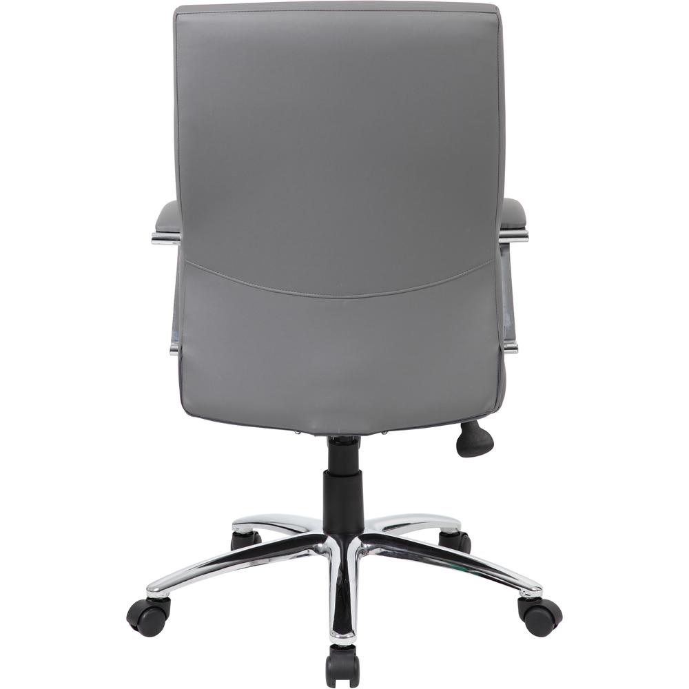 Boss B10101 Executive Chair - Gray LeatherPlus Seat - Gray Leather, Polyurethane Back - Chrome, Black Chrome Frame - 5-star Base - 1 Each. Picture 7