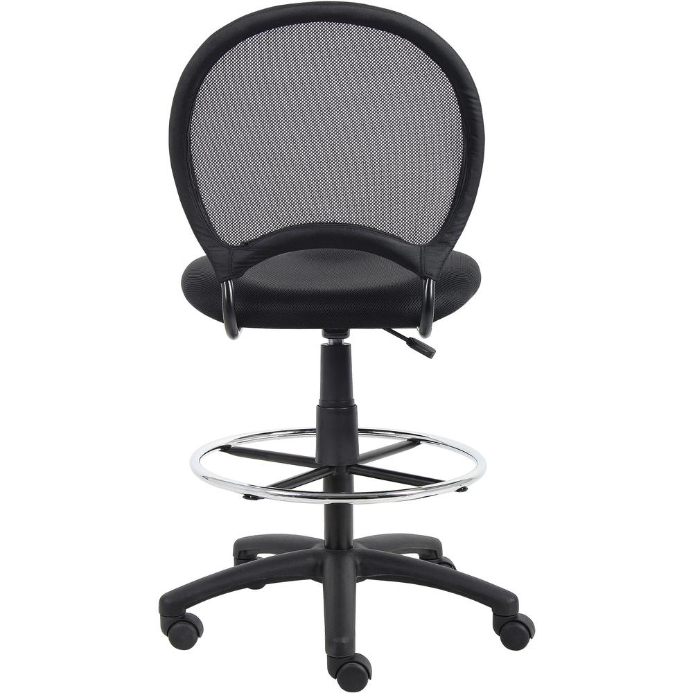 Boss B16215 Drafting Chair - Black Mesh Seat - Black Ballistic Nylon, Metal Back - Black, Chrome Nylon Frame - 5-star Base - 1 Each. Picture 5