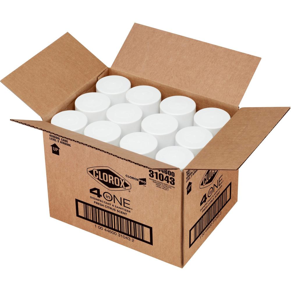 CloroxPro&trade; 4 in One Disinfectant & Sanitizer - 14 fl oz (0.4 quart) - Fresh Citrus Scent - 12 / Carton - Deodorize, Disinfectant. Picture 6