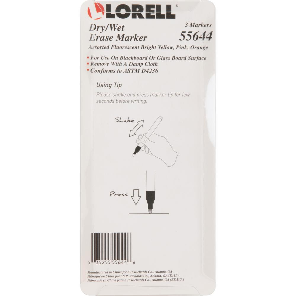 Lorell Dry/Wet Erase Marker - Assorted - 3 / Pack. Picture 9