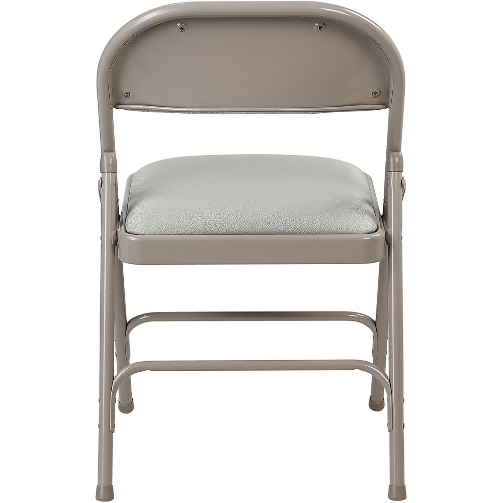 Lorell Padded Seat Folding Chairs - Beige Fabric Seat - Beige Fabric Back - Powder Coated Steel Frame - 4 / Carton. Picture 6