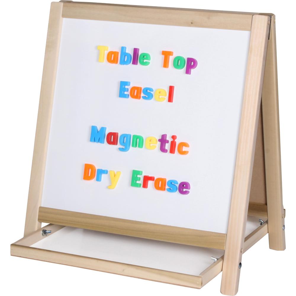 Flipside Chalkboard/Magnetic Board Table Easel - White/Green Surface - Wood Frame - Rectangle - Tabletop - Assembly Required - 1 Each. Picture 4