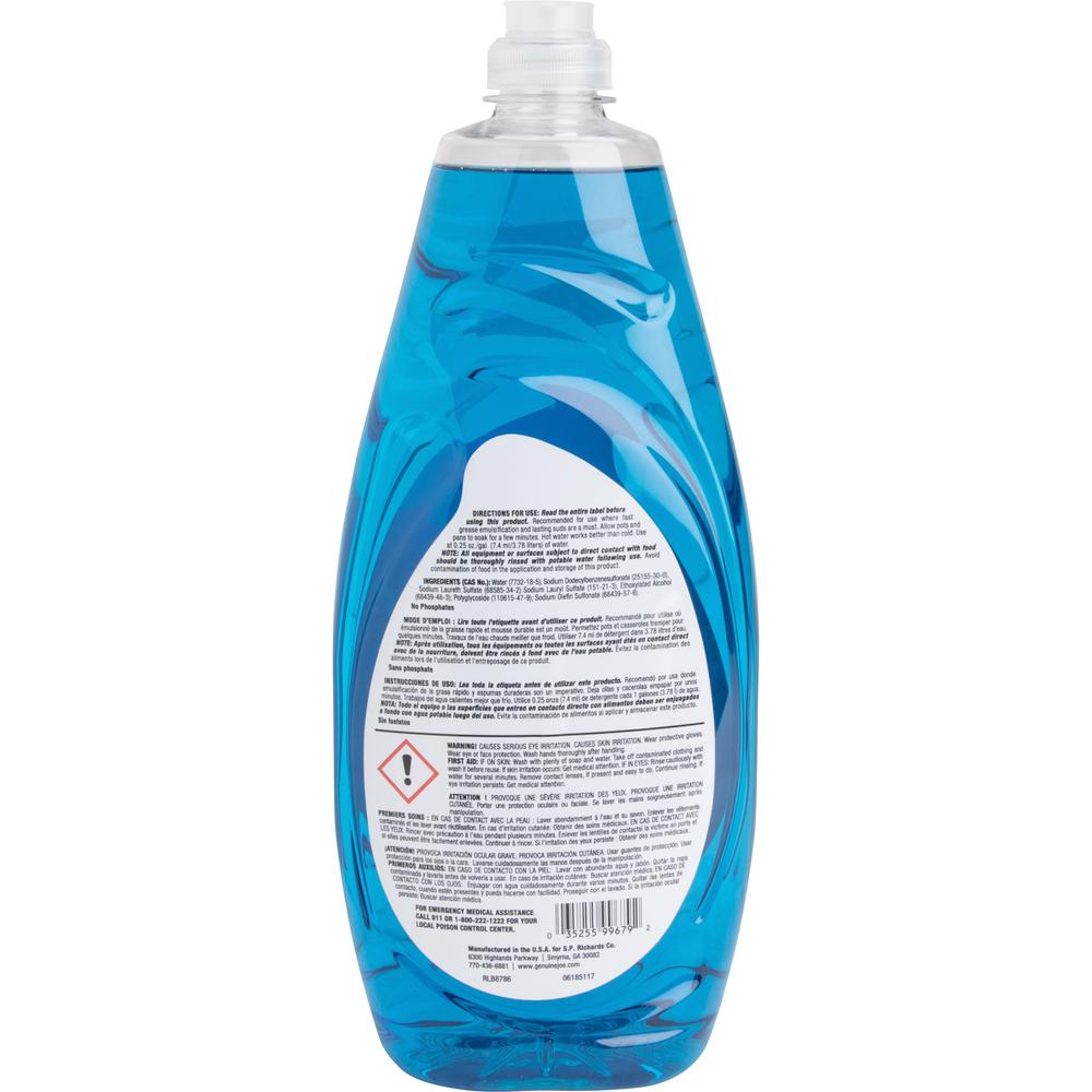 Genuine Joe Premium Dish Detergent - Concentrate Liquid - 38 fl oz (1.2 quart) - 8 / Carton - Blue. Picture 10