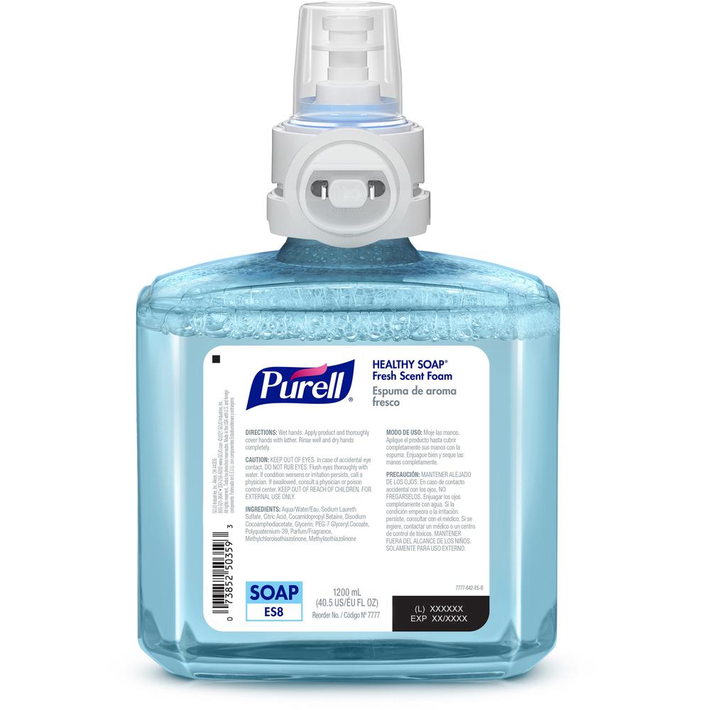 PURELL&reg; ES8 HEALTHY SOAP&trade; Fresh Scent Foam - Fresh ScentFor - 40.6 fl oz (1200 mL) - Dirt Remover, Kill Germs - Hand, Skin - Moisturizing - Blue - Dye-free, Pleasant Scent, Bio-based, Phthal. Picture 2