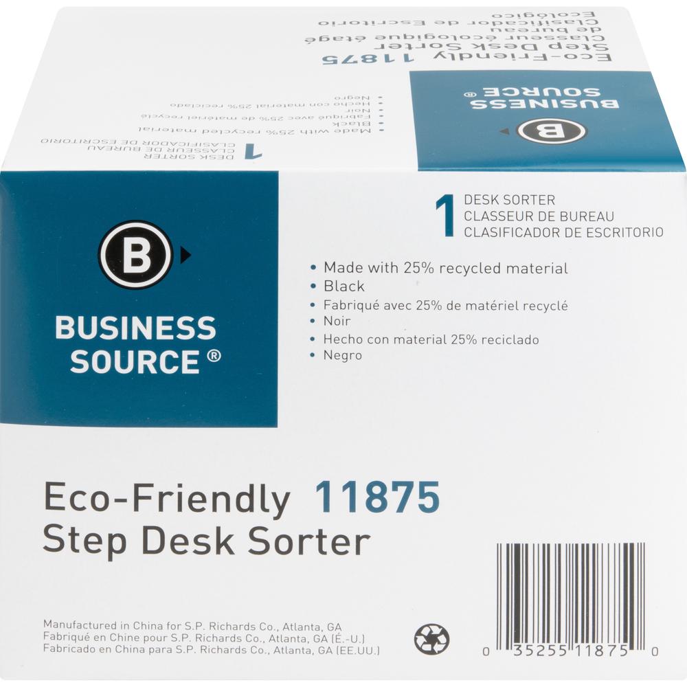Business Source 6-slot Inclined Desk Step Sorter - 6 Compartment(s) - 6.5" Height x 8" Width x 7.8" Depth - Desktop - 25% Recycled - Plastic - 1 Each. Picture 6