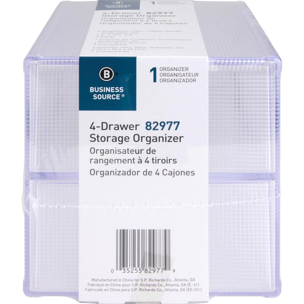 Business Source 4-drawer Storage Organizer - 4 Drawer(s) - 6" Height x 7.3" Width x 6" Depth - Desktop - 1 Each. Picture 2