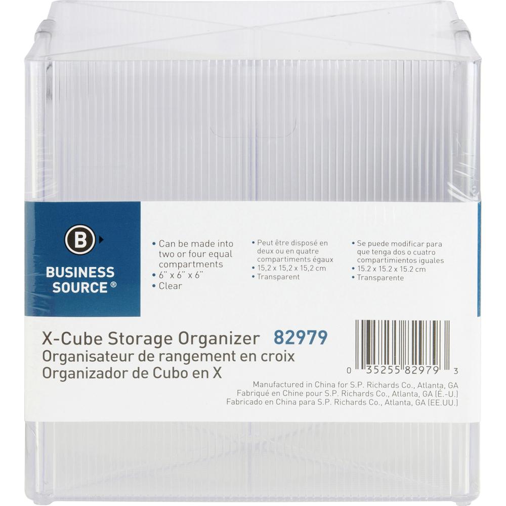 Business Source X-Cube Storage Organizer - 4 Compartment(s) - 6" Height x 6" Width x 6" DepthDesktop - Clear - 1 Each. Picture 7