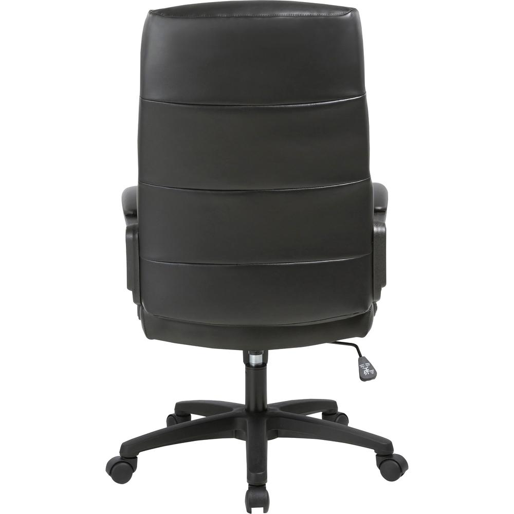Lorell Soho High-back Leather Executive Chair - Black Bonded Leather Seat - Black Bonded Leather Back - 5-star Base - 1 Each. Picture 5