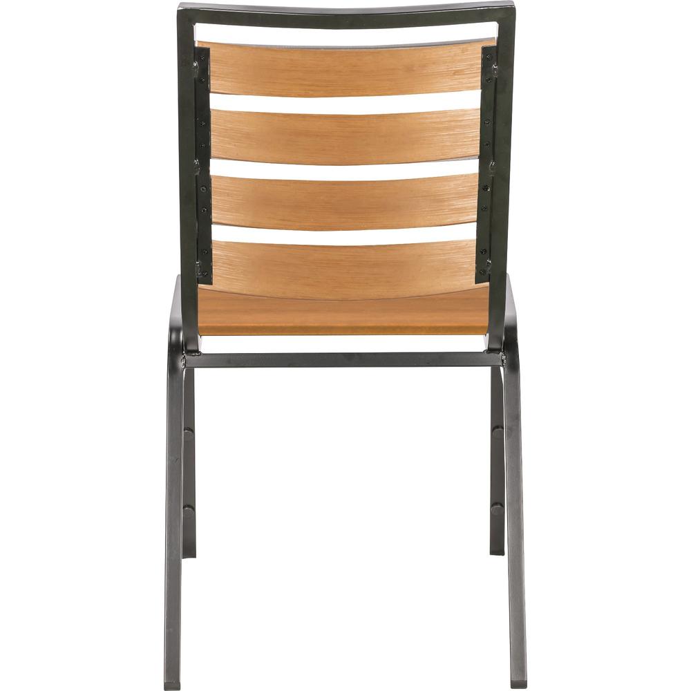 Lorell Teak Outdoor Chair - Teak Faux Wood Seat - Teak Faux Wood Back - Four-legged Base - 4 / Carton. Picture 4