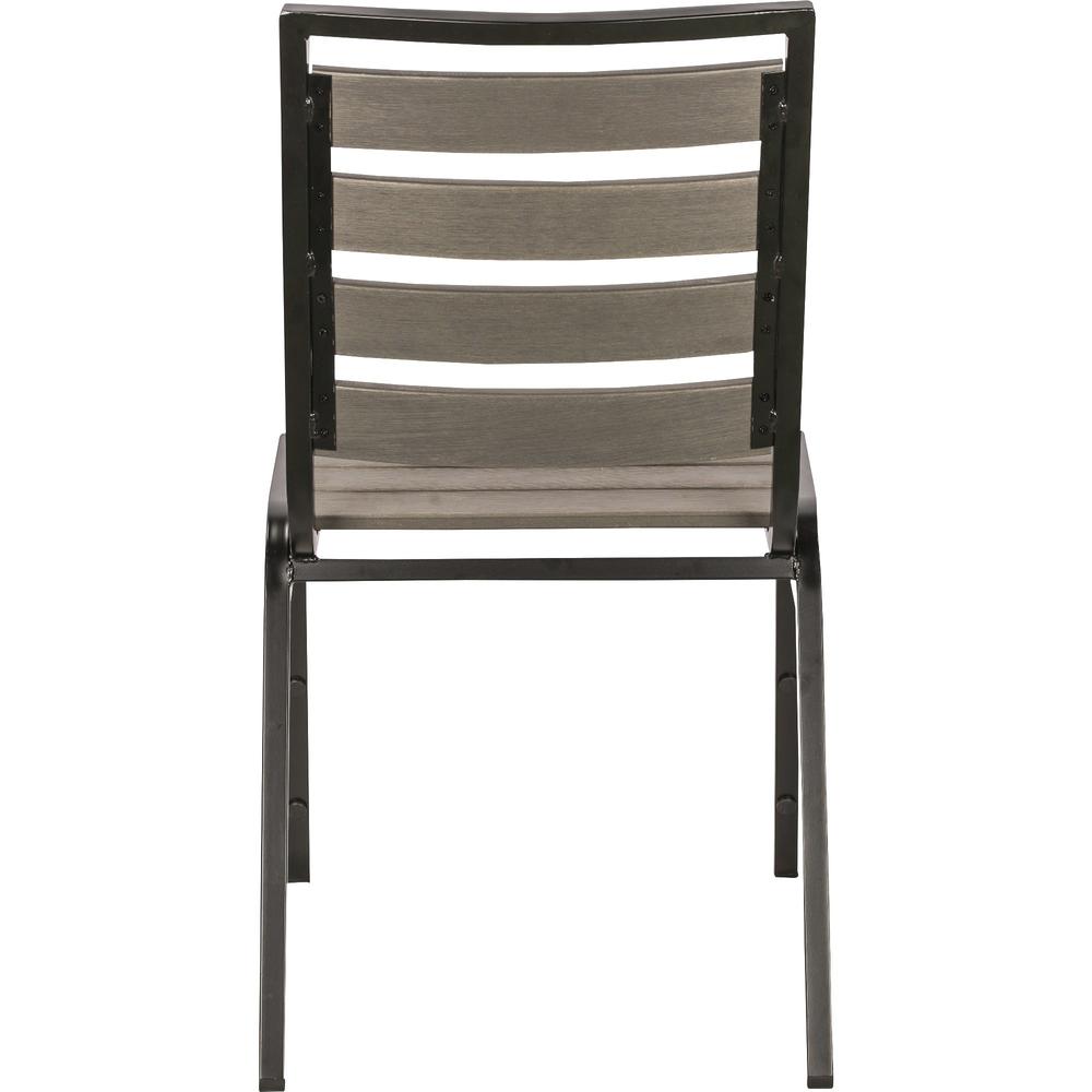 Lorell Charcoal Outdoor Chair - Charcoal Gray Faux Wood Seat - Charcoal Gray Faux Wood Back - Four-legged Base - 4 / Carton. Picture 2