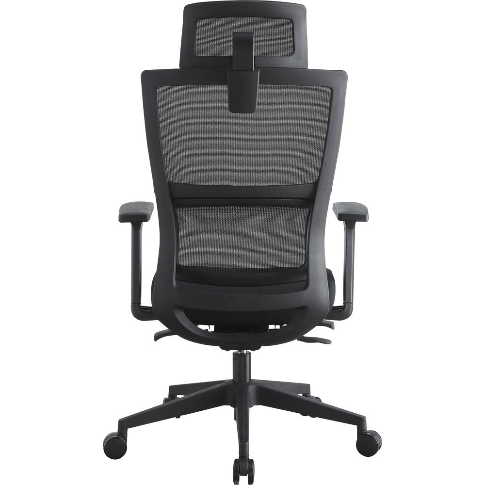 Lorell Mesh High-Back Chair w/Headrest - Black Seat - Black Mesh Back - High Back - 5-star Base - 1 Each. Picture 6
