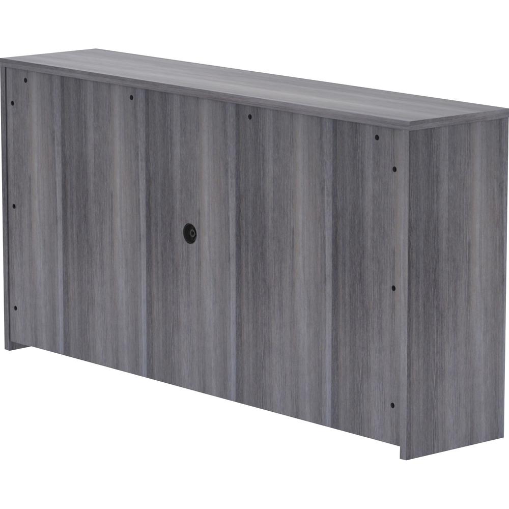Lorell Weathered Charcoal Laminate Desking Hutch - 72" x 15" x 36" - Drawer(s)4 Door(s) - Material: Polyvinyl Chloride (PVC) Edge - Finish: Weathered Charcoal Surface, Laminate Surface. Picture 12