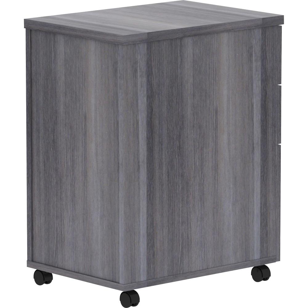 Lorell Weathered Charcoal Laminate Desking Pedestal - 3-Drawer - 16" x 22" x 28.3" - 3 x Box Drawer(s), File Drawer(s) - Material: Metal Pull, Polyvinyl Chloride (PVC) Edge - Finish: Weathered Charcoa. Picture 6