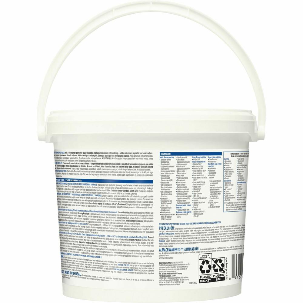 Clorox Healthcare Bleach Germicidal Wipes - Ready-To-Use Wipe - 110 / Canister - 2 / Carton - White. Picture 8