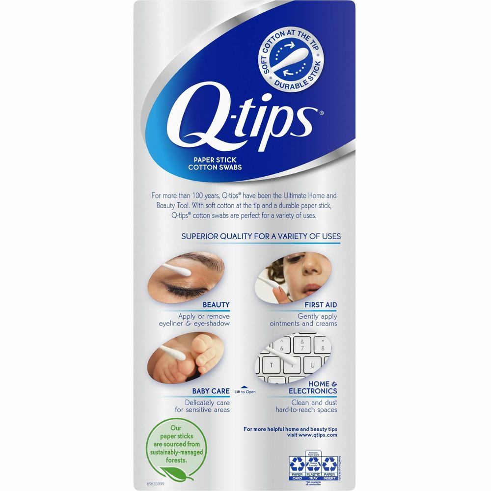 Q-tips Cotton Swabs - 1 / Pack - White - Cotton. Picture 2