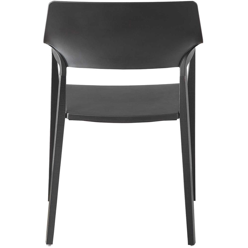 Lorell Wood Legs Stack Chairs - Plastic Seat - Plastic Back - Black - Wood, Plastic - 2 / Carton. Picture 8