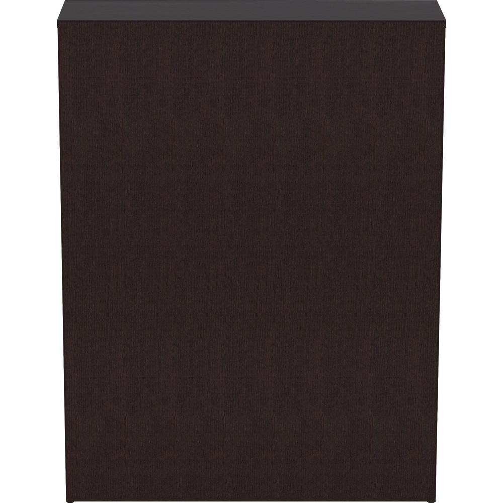 Lorell Laminate Bookcase - 0.8" Shelf, 36" x 12"48" - 4 Shelve(s) - 3 Adjustable Shelf(ves) - Square Edge - Material: Thermofused Laminate (TFL) - Finish: Espresso. Picture 4