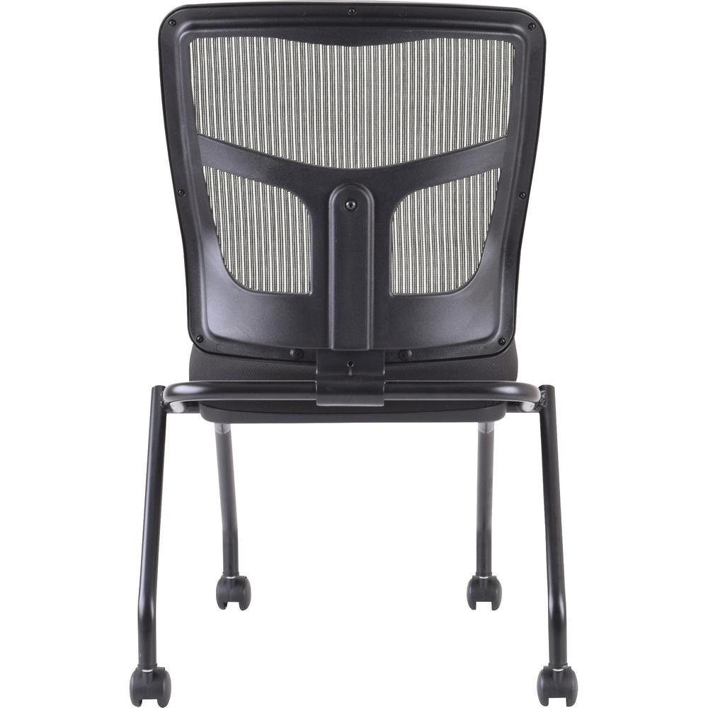 Lorell Nesting Chair - Black Fabric Seat - Mesh Back - Metal Frame - Rectangular Base - Black - 2 / Carton. Picture 10