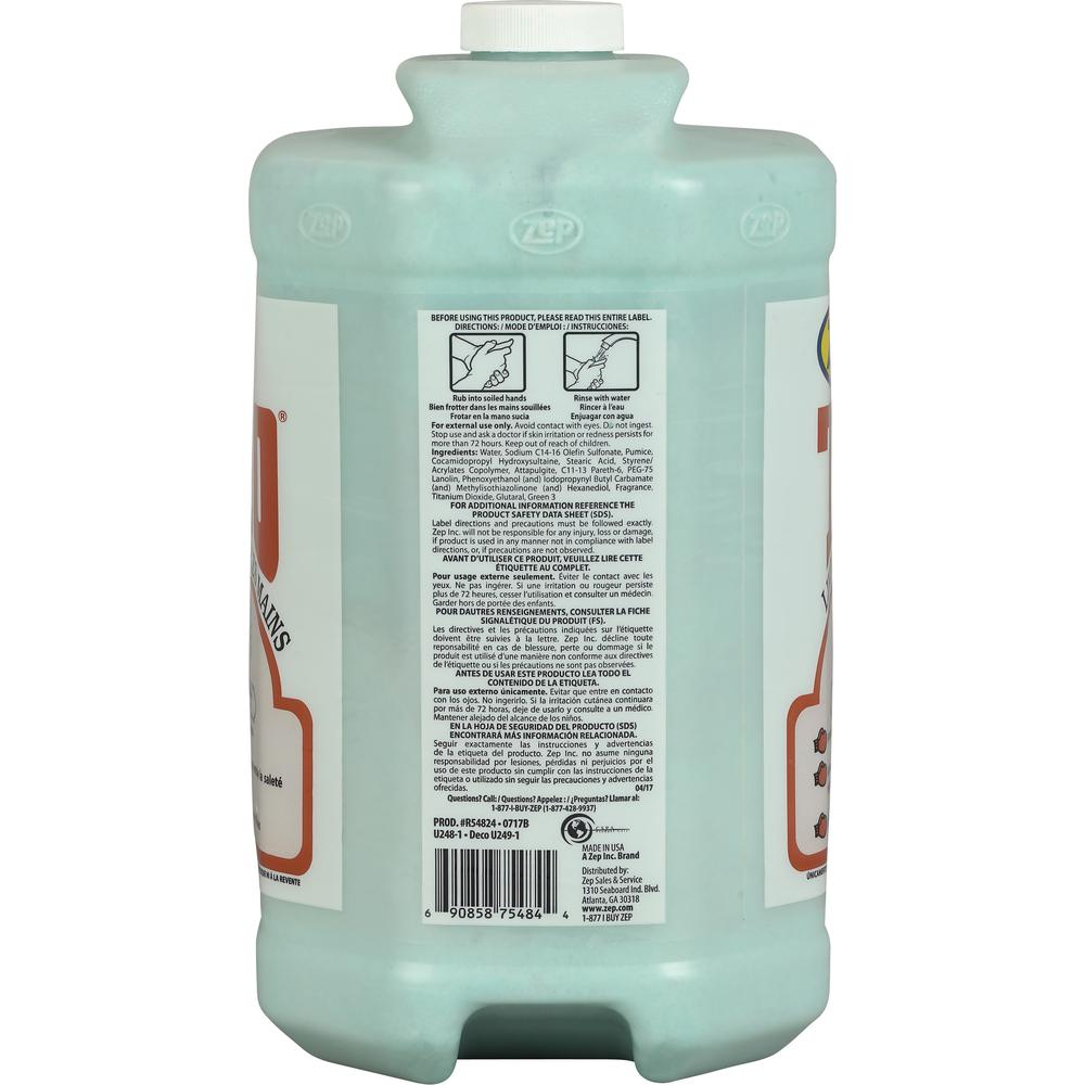 Zep TKO Hand Cleaner - Lemon Lime ScentFor - 1 gal (3.8 L) - Dirt Remover, Grime Remover, Grease Remover - Hand - Blue, Opaque - Solvent-free, Heavy Duty, Non-flammable - 4 / Carton. Picture 7