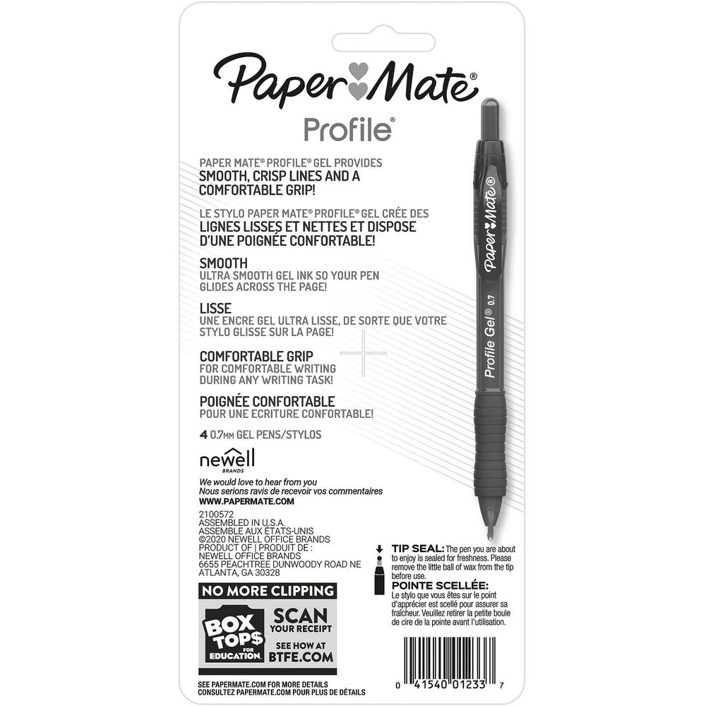 Paper Mate Profile Gel Pen - 0.7 mm Pen Point Size - Retractable - Assorted Gel-based Ink - 4 / Pack. Picture 2