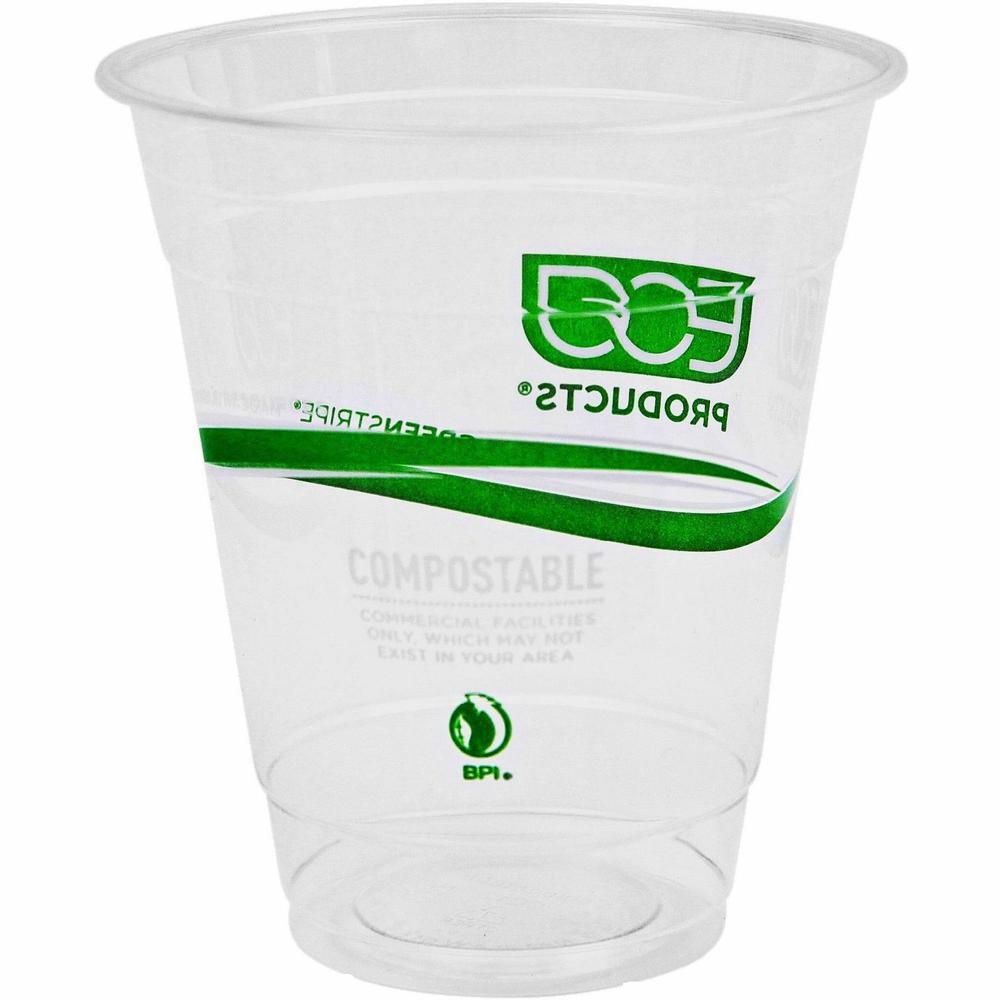Eco-Products 12 oz GreenStripe Cold Cups - 50 / Pack - 20 / Carton - Clear, Green - Polylactic Acid (PLA) - Cold Drink. Picture 5