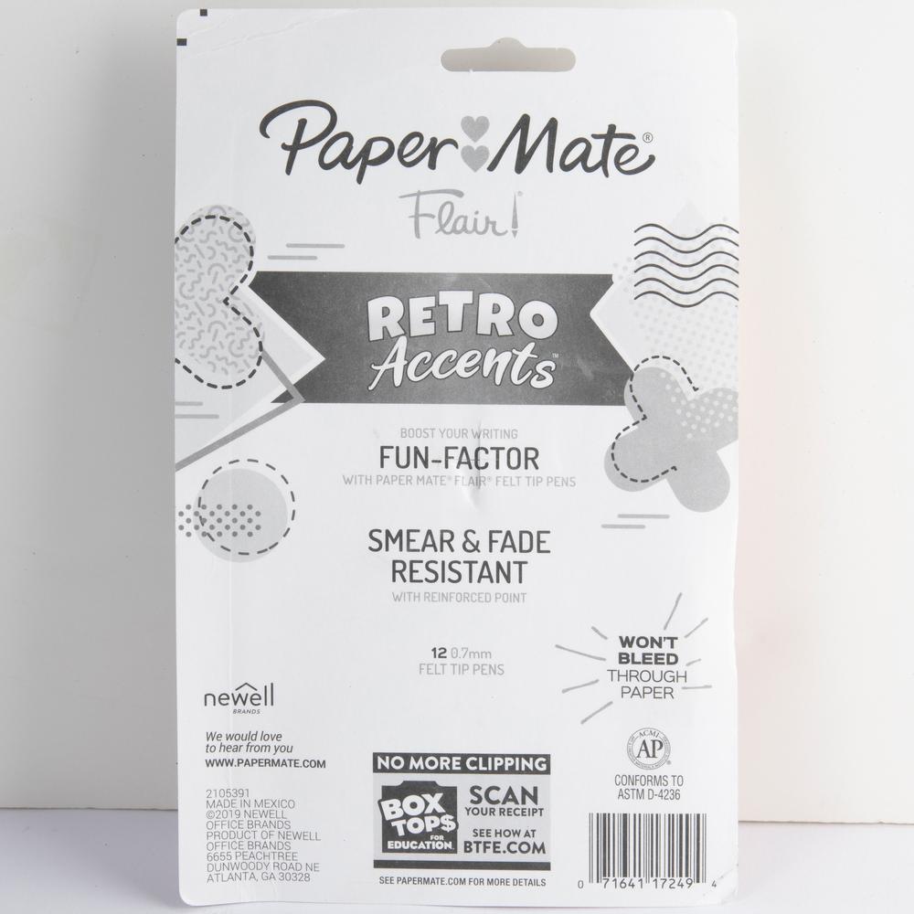 Paper Mate Flair Medium Point Pens - Medium Pen Point - Assorted Water Based Ink - 12 / Pack. Picture 2