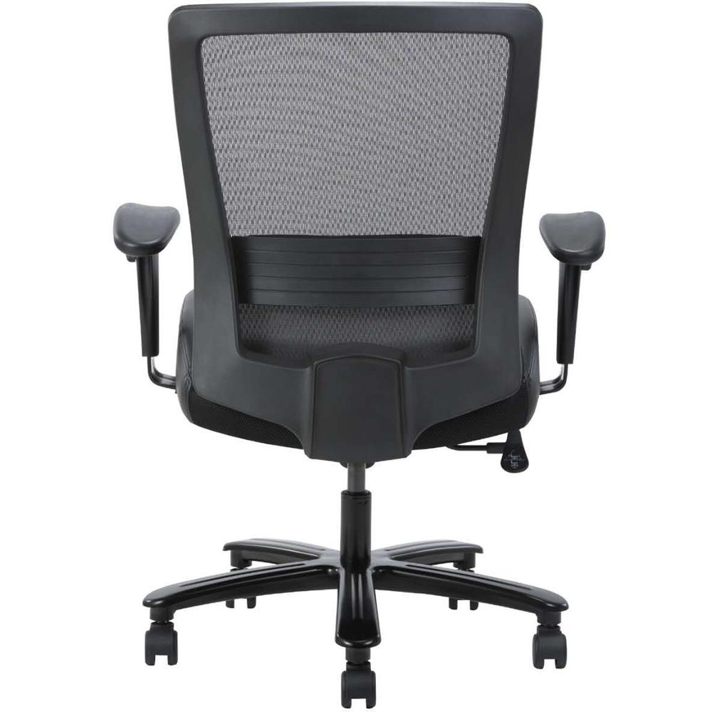 Lorell Heavy-duty Mesh Back Task Chair - Black Leather, Polyurethane Seat - Black - Armrest - 1 Each. Picture 7