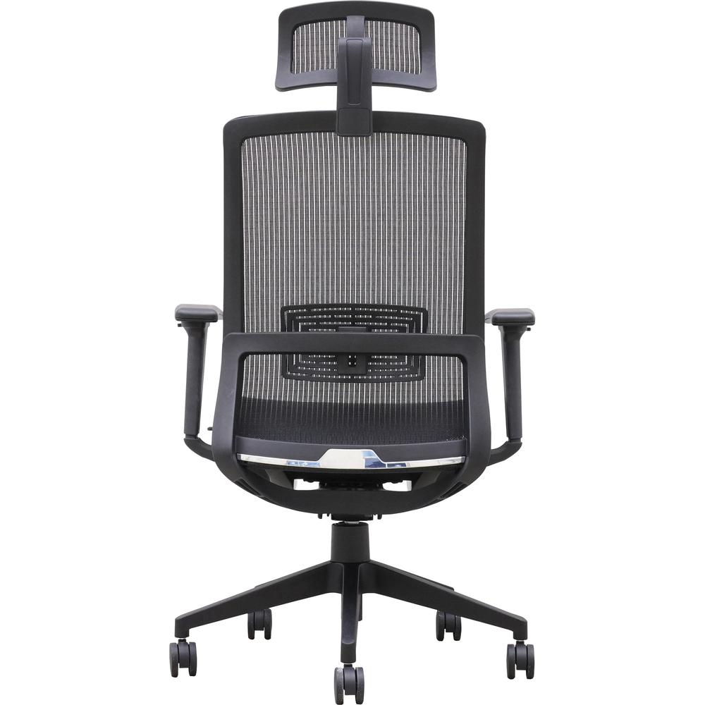 Lorell Mesh High-Back Task Chair With Headrest - Black - Armrest - 1 Each. Picture 5