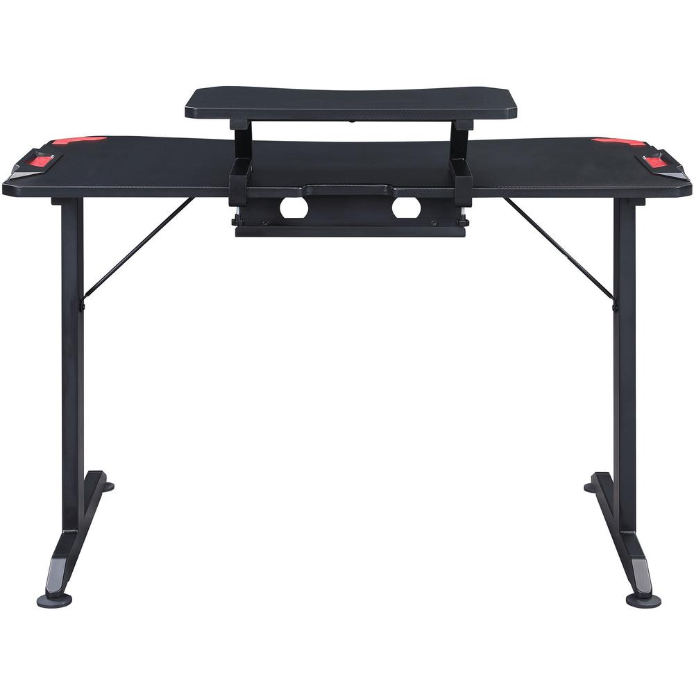 Lorell Gaming Desk - Powder Coated Base - 127 lb Capacity - 36" Height x 48" Width x 26" Depth - Assembly Required - Black - Medium Density Fiberboard (MDF), Polyvinyl Chloride (PVC), Melamine, Carbon. Picture 2