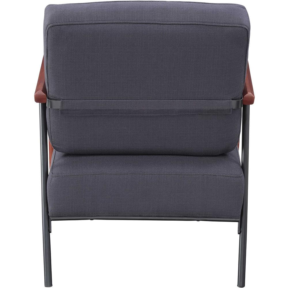 Lorell Upholstered Rubber Wood Lounge Chair - Black Fabric Seat - Fabric Back - Black - 1 Each. Picture 4