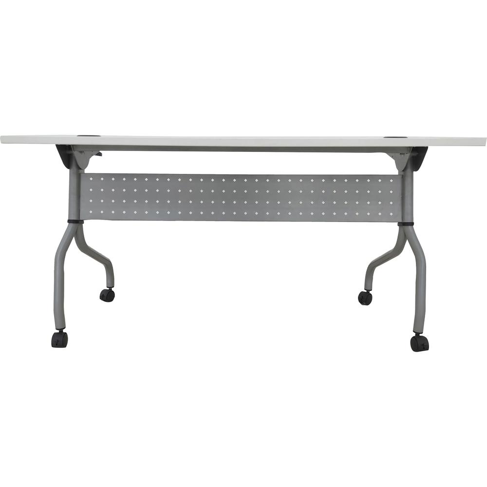 Lorell Flip Top Training Table - White Top - Silver Base - 4 Legs - 23.60" Table Top Length x 60" Table Top Width - 29.50" HeightAssembly Required - Melamine Top Material - 1 Each. Picture 6
