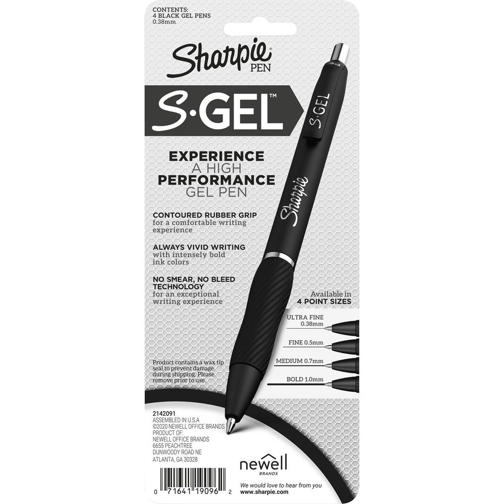Sharpie S-Gel Pens - 0.38 mm Pen Point Size - Black Gel-based Ink - 4 / Pack. Picture 2