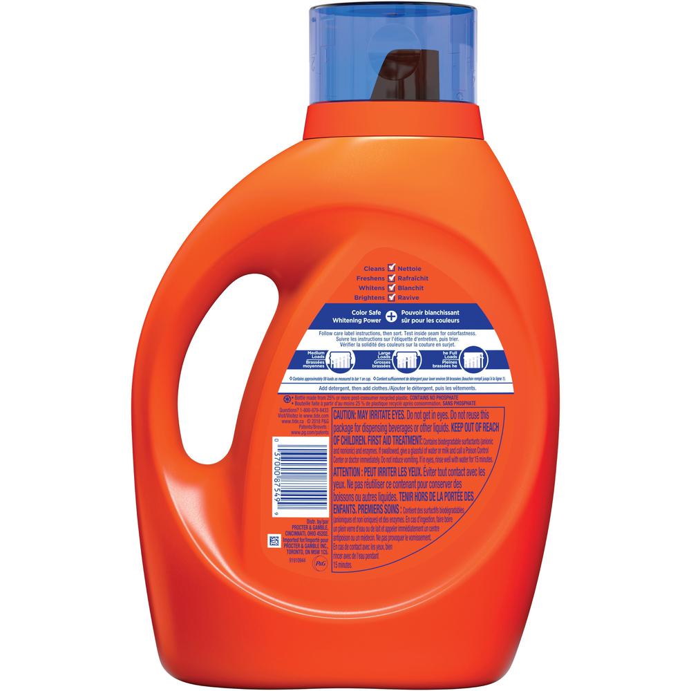 Tide Plus Bleach Liquid Detergent - 92 fl oz (2.9 quart)Bottle - 1 Bottle - Clear. Picture 4