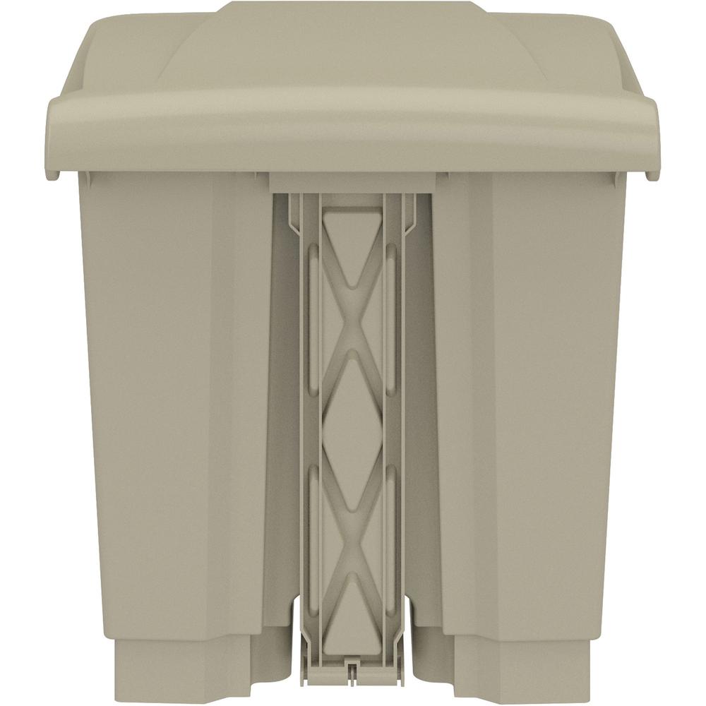 Safco Plastic Step-on Waste Receptacle - 8 gal Capacity - Easy to Clean, Foot Pedal, Lightweight - 17.3" Height x 16" Width x 16" Depth - Plastic - Tan - 1 Carton. Picture 3