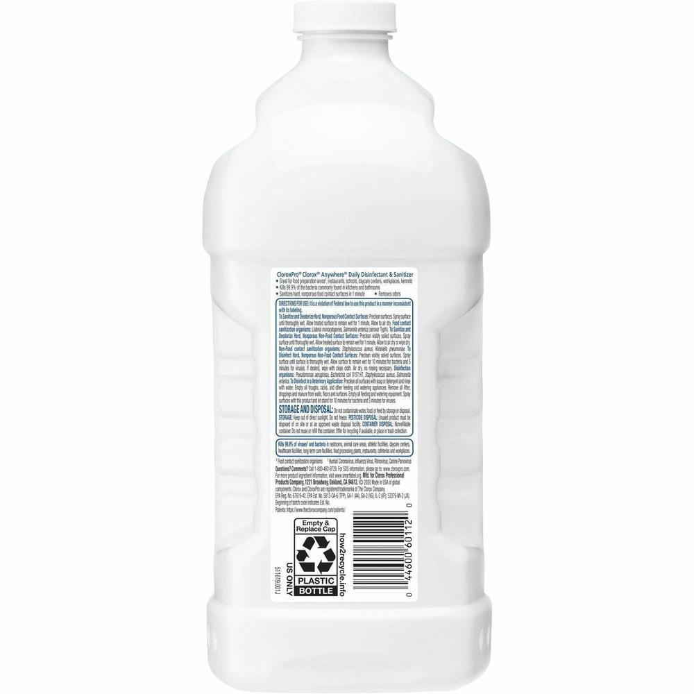 CloroxPro&trade; Anywhere Daily Disinfectant & Sanitizer - 64 fl oz (2 quart)Bottle - 1 Each - Low Odor, pH Balanced, Rinse-free, Strong - White. Picture 6