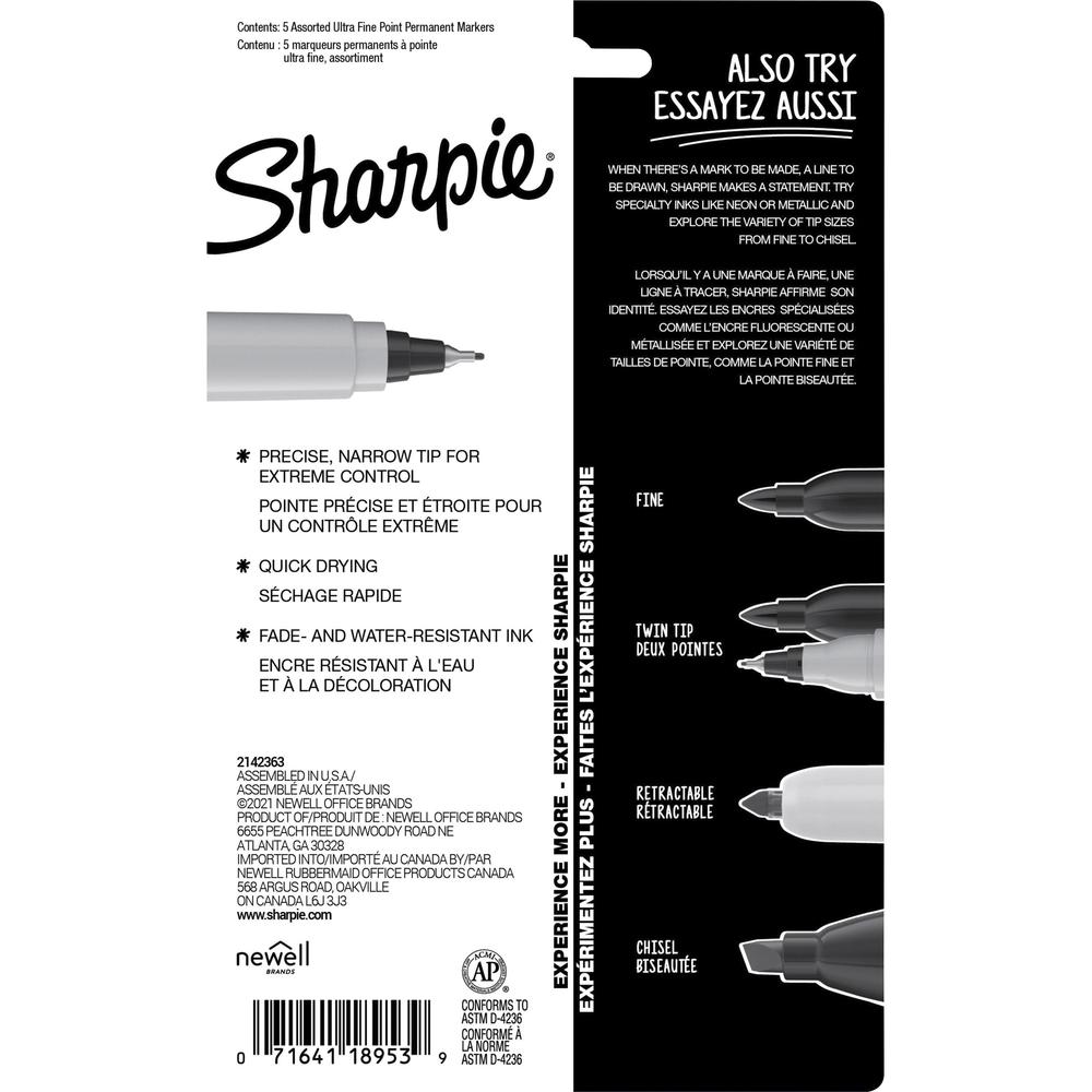Sharpie Mystic Gems Permanent Markers - Ultra Fine Marker Point - Multi - 5 / Pack. Picture 2