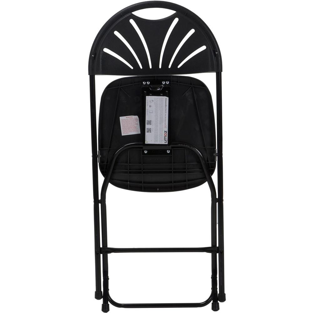 Dorel Zown Premium Fan Back Folding Chair - Black Seat - Black Polyethylene Back - Black Powder Coated Steel Frame - Four-legged Base - 8 / Carton. Picture 6
