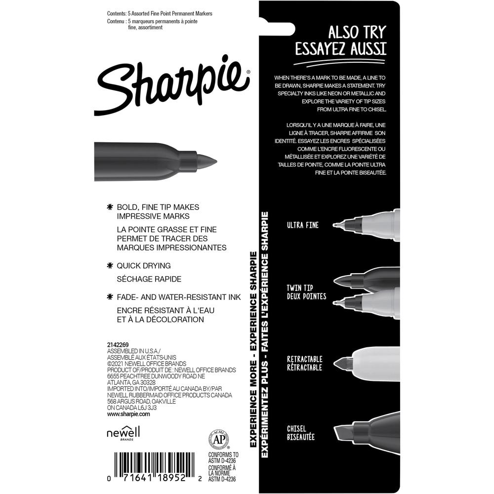 Sharpie Mystic Gems Permanent Markers - Fine Marker Point - Multi - 5 / Pack. Picture 2