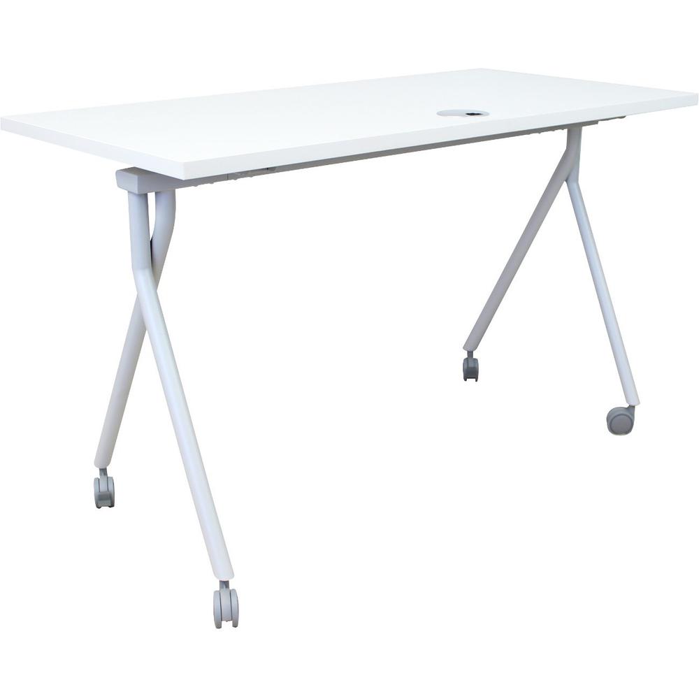 Boss Flip Top Training Table - White Laminate Rectangle Top - Four Leg Base - 4 Legs x 36" Table Top Width x 24" Table Top Depth - 29.50" Height - Wood Top Material. Picture 2