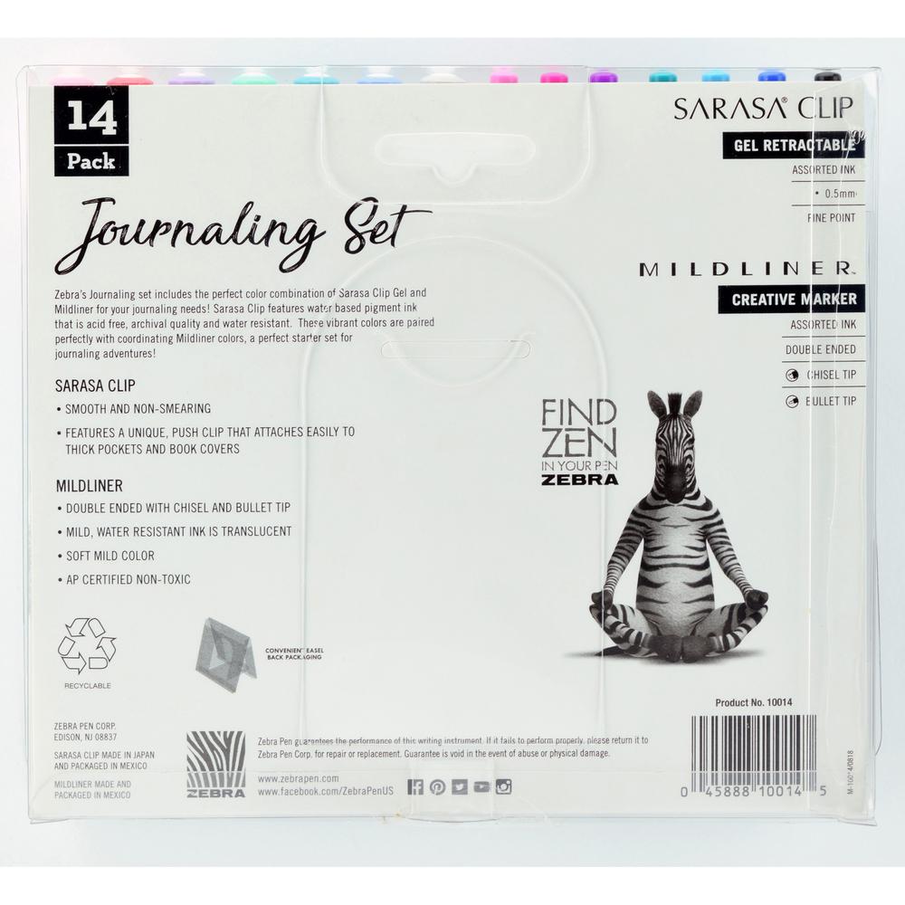 Zebra Journaling Set Mildliner & Sarasa Clip Gel Pen and Highlighter Set - 1 mm Pen Point Size - Bullet, Chisel Marker Point Style - Multi Gel-based Ink - 14 / Pack. Picture 2