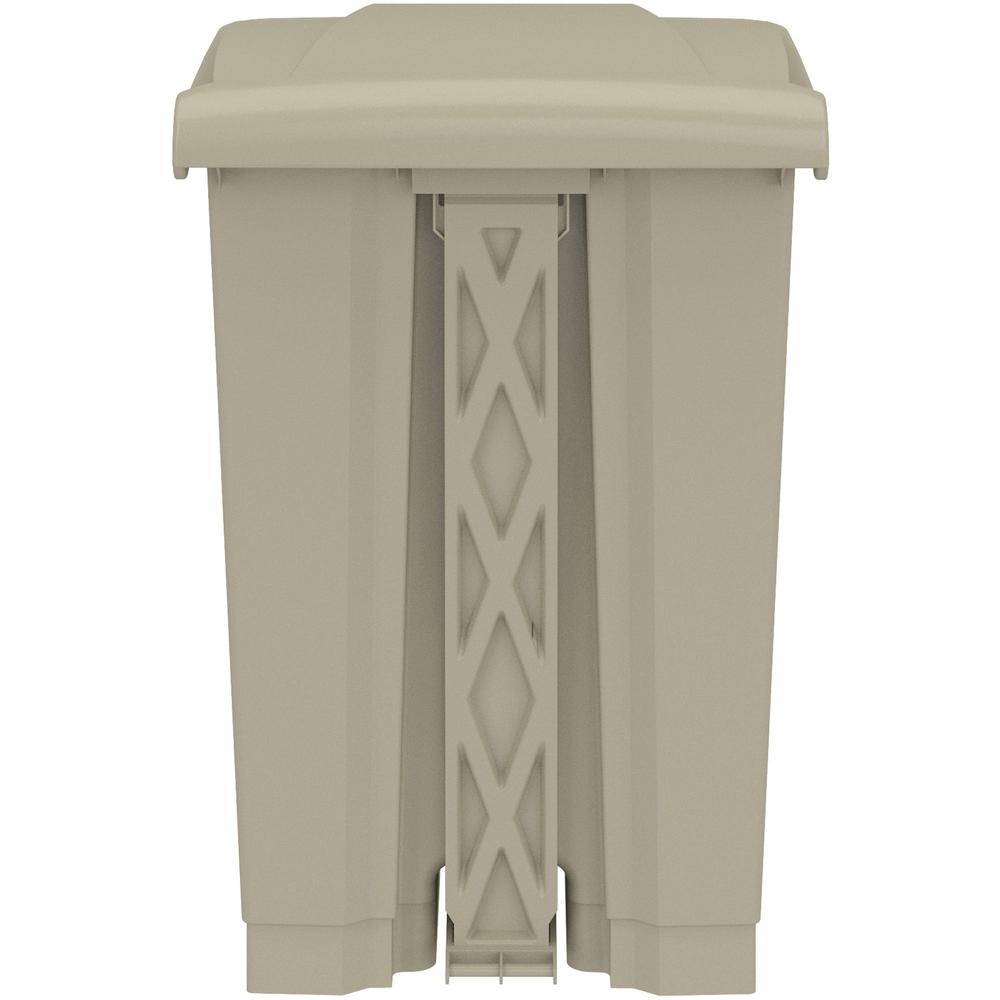 Safco Plastic Step-on Waste Receptacle - 12 gal Capacity - Foot Pedal, Lightweight, Easy to Clean - 23.8" Height x 15.8" Width x 16" Depth - Plastic - Tan - 1 Carton. Picture 5
