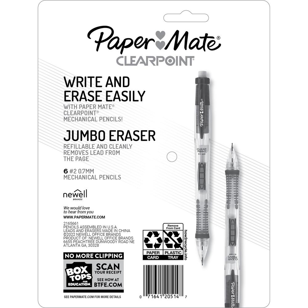 Paper Mate Clearpoint Mechanical Pencils - 0.7 mm Lead Diameter - Assorted Barrel - 6 / Pack. Picture 2
