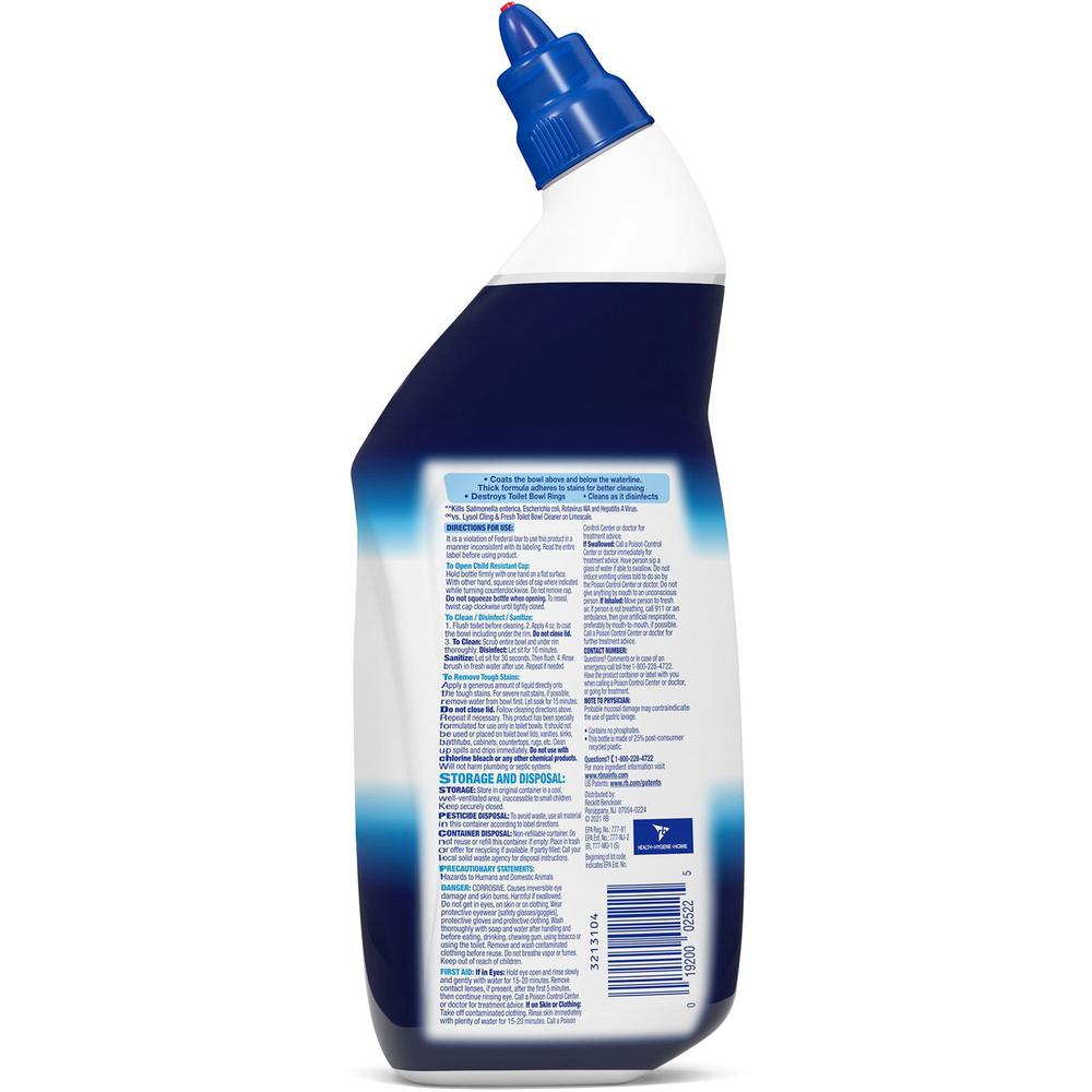 Lysol Toilet Bowl Cleaner - 24 fl oz (0.8 quart) - Atlantic Fresh ScentBottle - 9 / Carton - Disinfectant - Blue. Picture 4