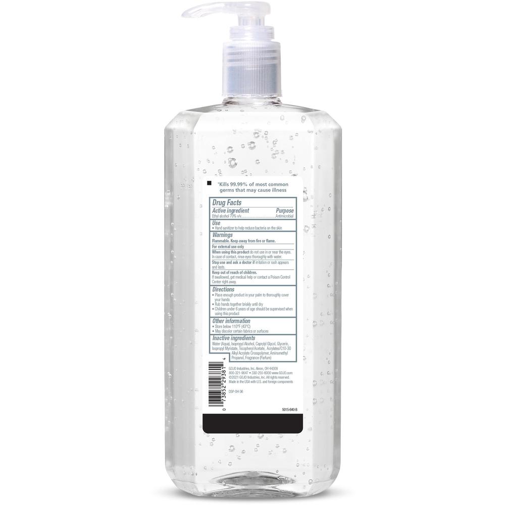 PURELL&reg; Advanced Hand Sanitizer Gel - 50.7 fl oz (1500 mL) - Pump Bottle Dispenser - Kill Germs - Hand, Reception, Classroom, Outdoor, Medical - Clear - Paraben-free, Phthalate-free, Preservative-. Picture 2